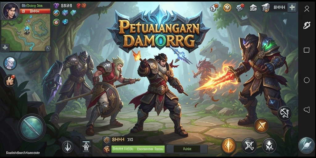 Screenshot utama 8HHH menampilkan aksi gameplay MMORPG yang seru.