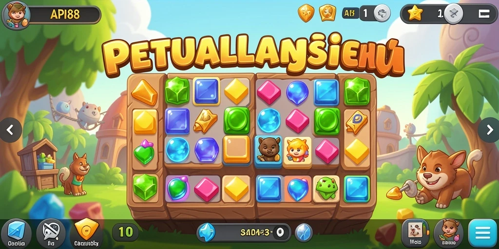 Tangkapan layar gameplay API88 yang memukau dengan tantangan Match-3.