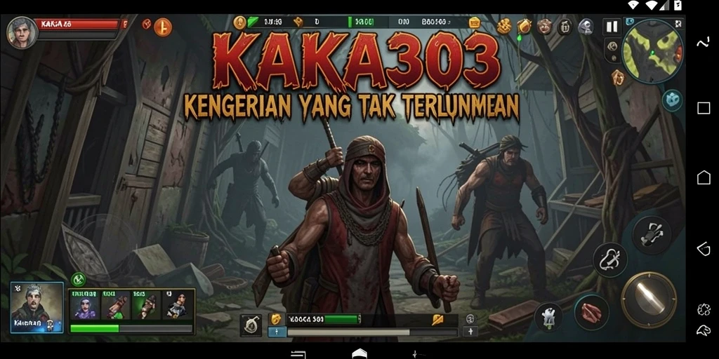 Screenshot mendemonstrasikan gameplay menegangkan KAKA303 di suasana kegelapan.