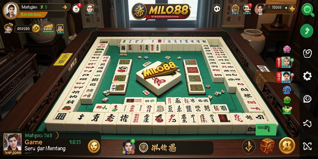 Tampilan gameplay seru dalam MILO88 dengan desain Mahjong yang menarik.