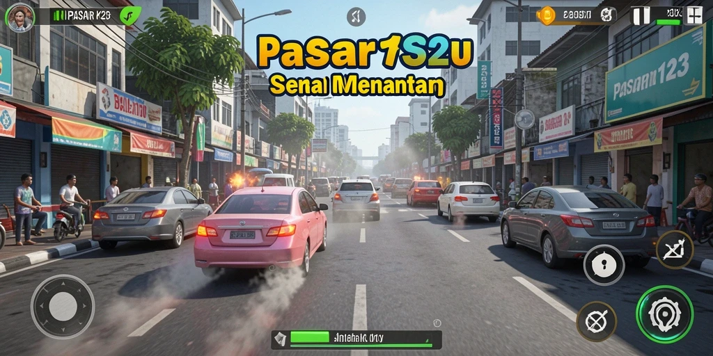 Screenshot gameplay PASAR123 dengan balapan seru di jalanan.