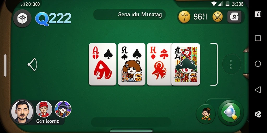 Screenshot utama menunjukkan gameplay seru dan interaktif dari QQ222.