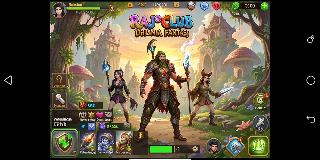 Tampilan gameplay RAJACLUB yang menampilkan pertarungan seru di dunia fantasi.