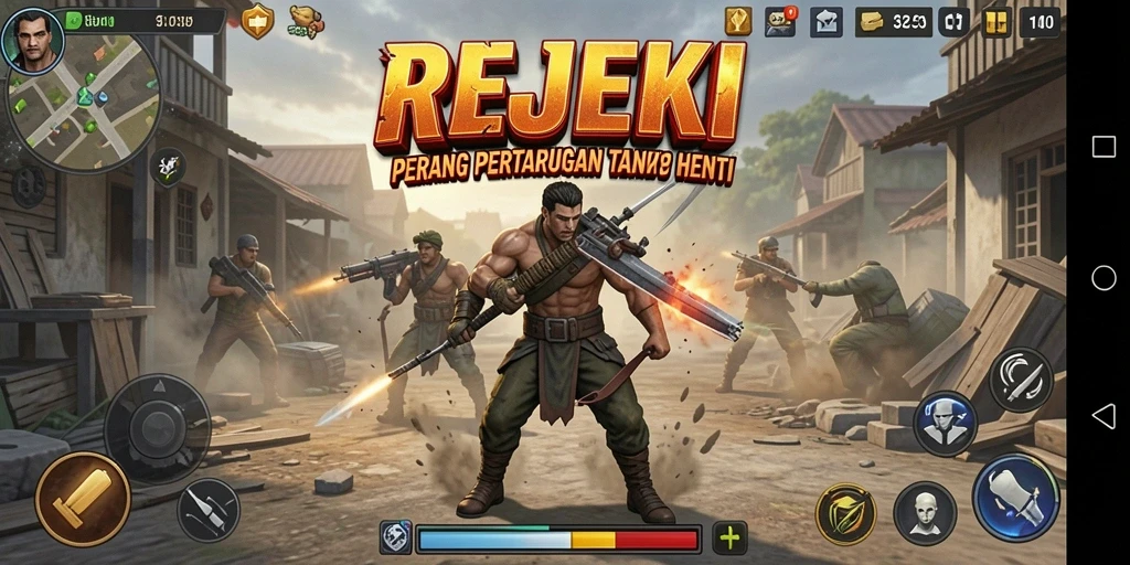 Gameplay seru dan mendebarkan dalam REJEKI dengan pertarungan karakter yang intens.