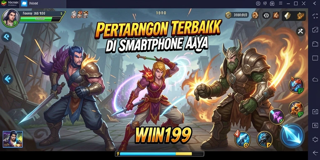 Screenshot gameplay WIN199 menampilkan pertarungan seru antara dua karakter.